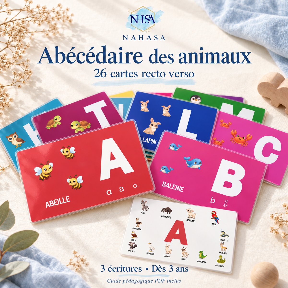 Abécédaire des animaux – 26 cartes recto verso