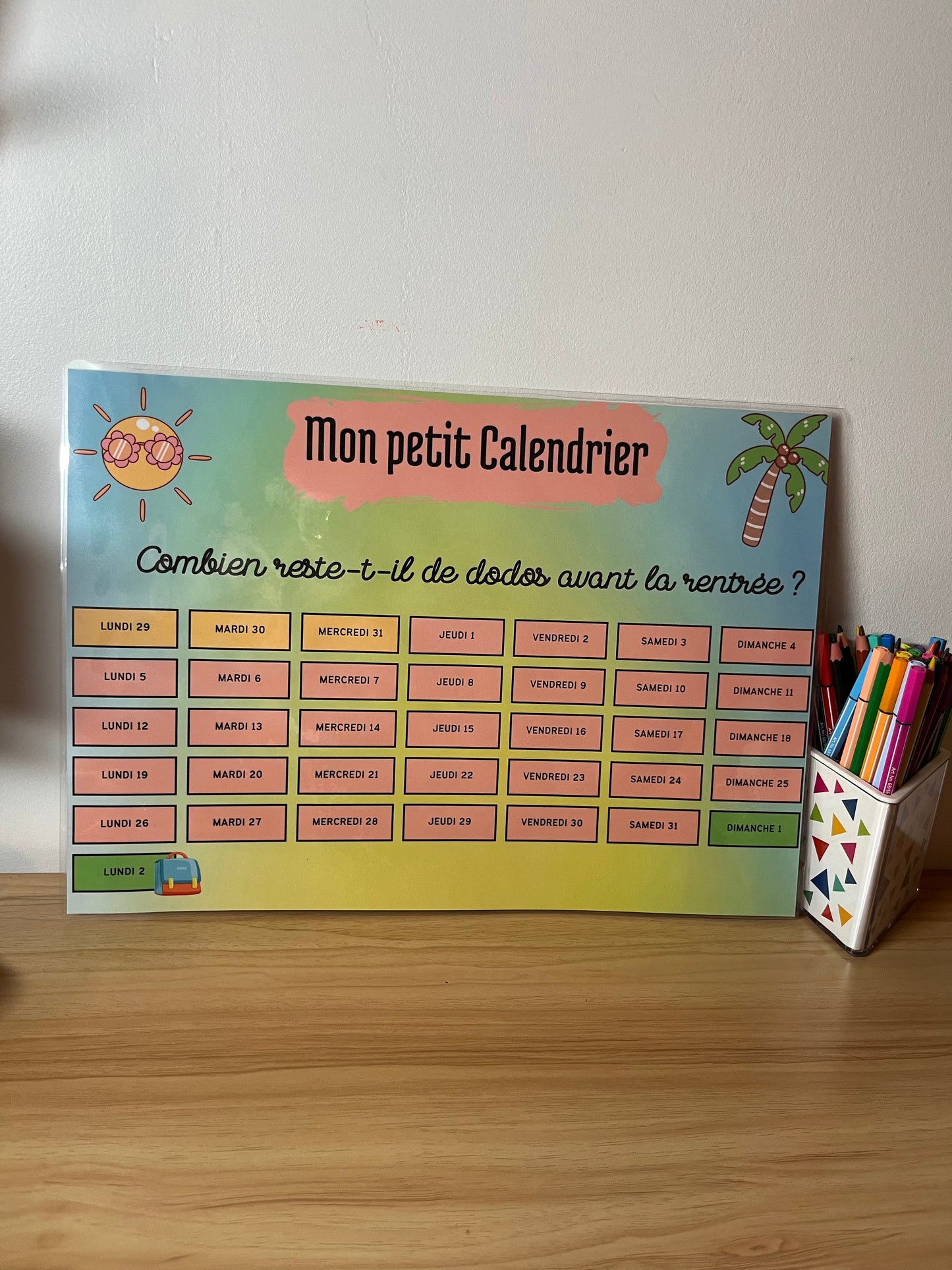 đïž Mon petit calendrier â Compter les dodos avant la rentrĂ©e !