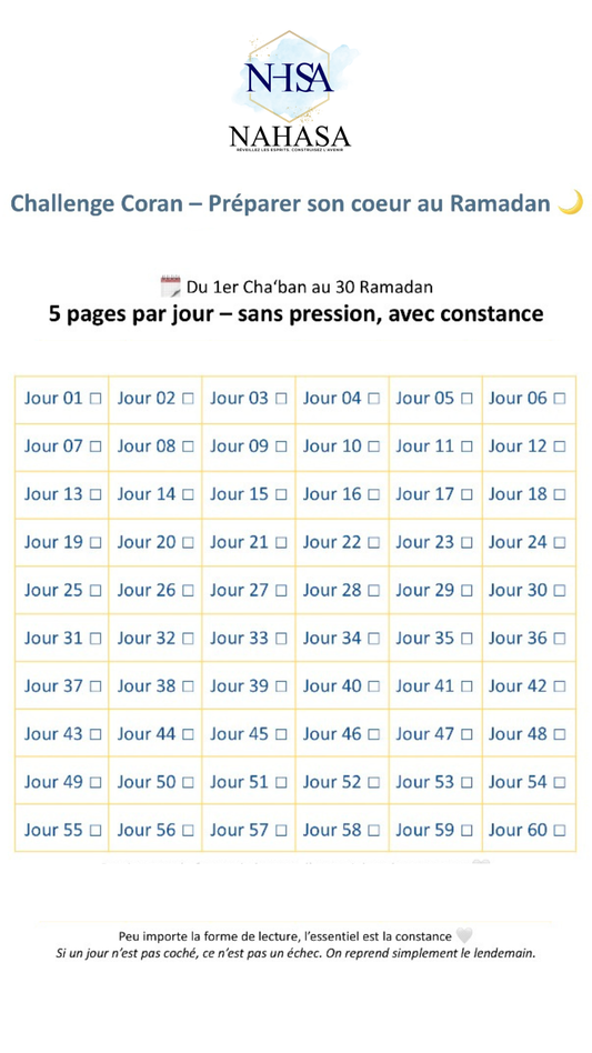 🌙 Mini tracker – Challenge Coran (60 jours)