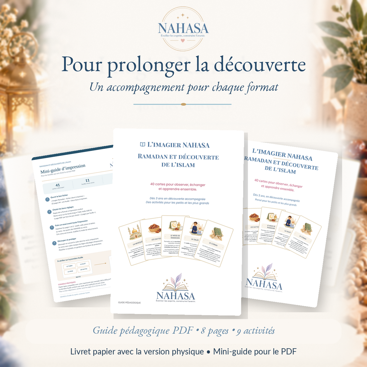 Guide pédagogique Ramadan NAHASA de 8 pages et livret papier de 4 pages
